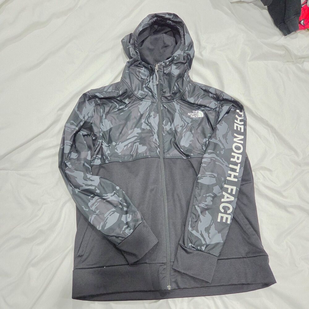 The North Face Men’s XL Black Gray Camo Full Zip Hooded Jacket